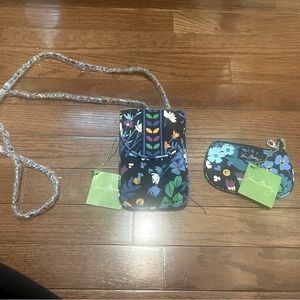 Vera Bradley Brand New Midnight Blues Crossbody Cell Phone Purse & ID/Coin Purse